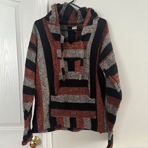 Venice Beach Boho Cool Blanket Poncho Sweater Hoodie Mens Unisex Medium Pullover